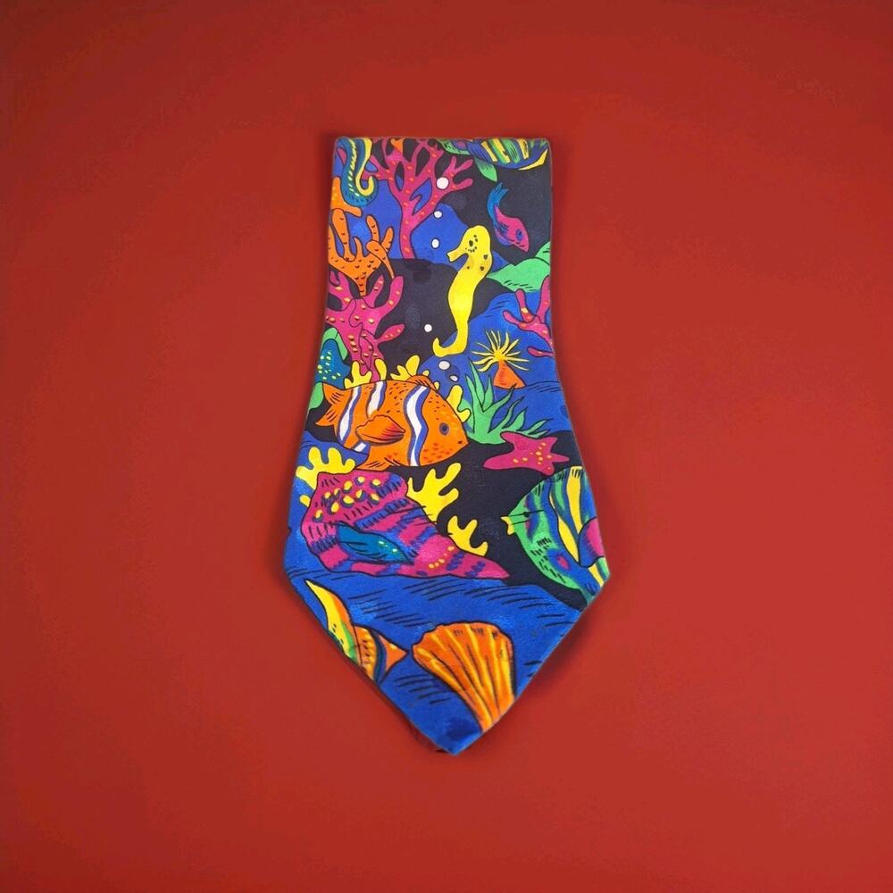 Rosetti Men's 100% Silk Tie Necktie Aquarium Fish Neon
